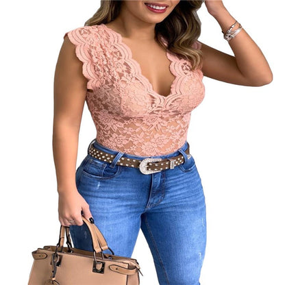 Lace Top Plus Size TANK TOP T-SHIRT