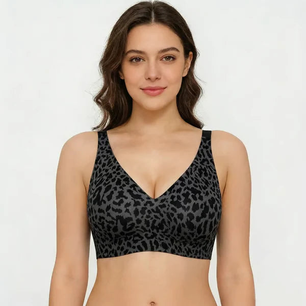 🏆 🔥Super Firming Leopard Print Jelly Bra | Women Wirefree Bras 👍No More Sagging Breasts