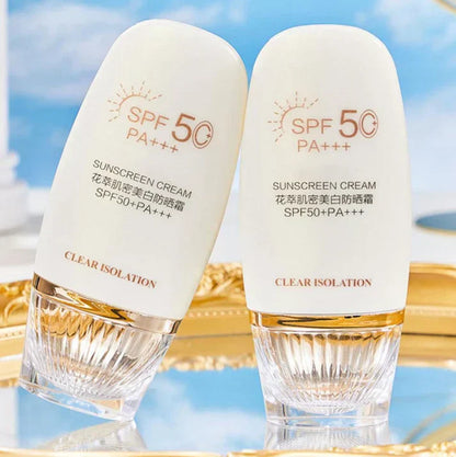 Flower Extract Skin Brightening Sunscreen Cream SPF50+