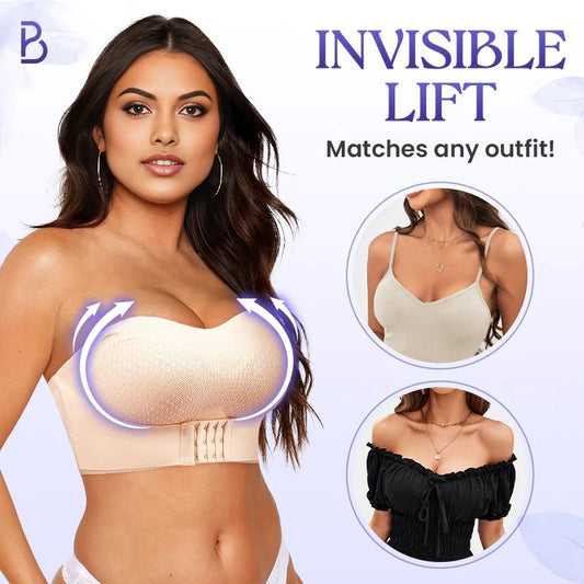 Breathable Non Slip Strapless Front Buckle Push Up Bra