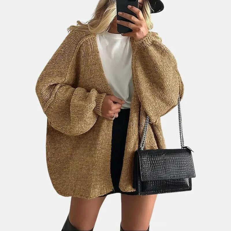 🏆Flash Sale Women's Oversized Cardigan Sweater Fall Long Lantern Sleeve Knit Open Front Lightweight Sweater Knitwear Tops