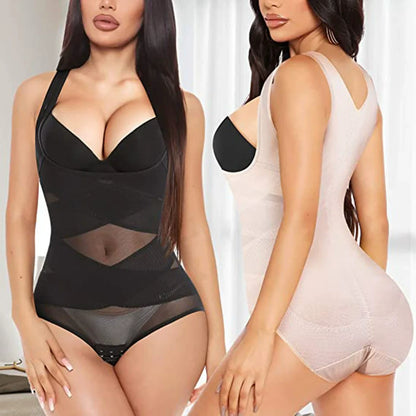 HOOK-AND-EYE MESH SHAPEWEAR BODYSUIT