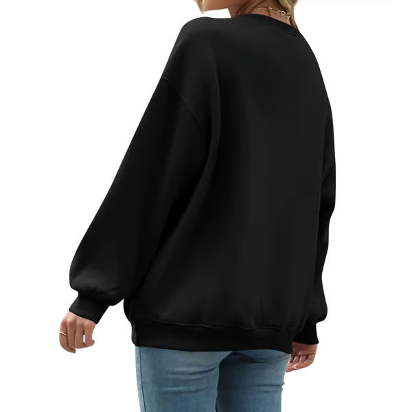 Women'S Oversized Long Sleeve Crewneck Sweatshirt with Pocket