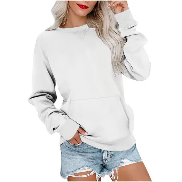 Women'S Oversized Long Sleeve Crewneck Sweatshirt with Pocket
