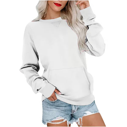 Women'S Oversized Long Sleeve Crewneck Sweatshirt with Pocket