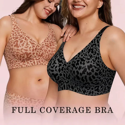 🏆 🔥Super Firming Leopard Print Jelly Bra | Women Wirefree Bras 👍No More Sagging Breasts