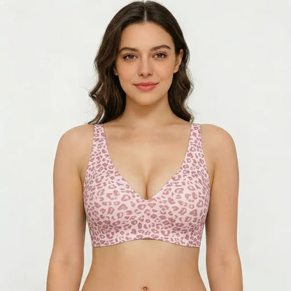 🏆 🔥Super Firming Leopard Print Jelly Bra | Women Wirefree Bras 👍No More Sagging Breasts