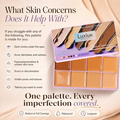 Luxlue Soft Matte Cream Concealer 8-Shade Fade Palette