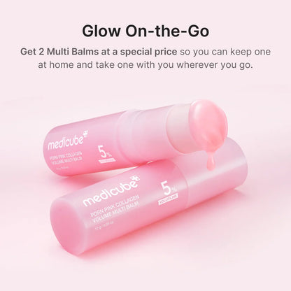 medicube PDRN Pink Collagen Volume Multi Balm Stick | Volufiline, PDRN, NAD, Collagen | Face & Body Balm for Under-Eyes, Neck, Forehead, Smile Lines, Lips | Plumping, Radiance, Line Care | K-Beauty
